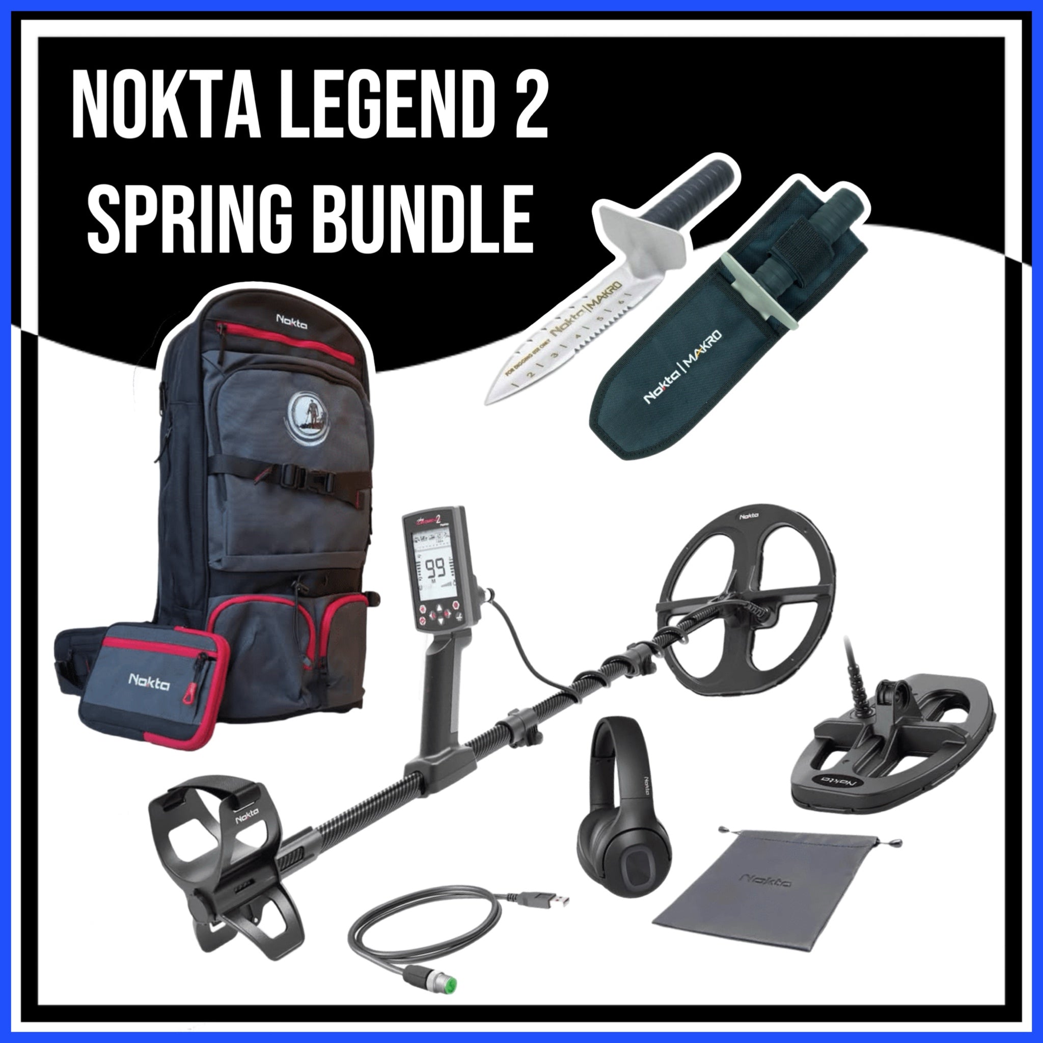 The Nokta Legend 2 Bundle W/ Free DetectoBag Backpack and Premium Digg