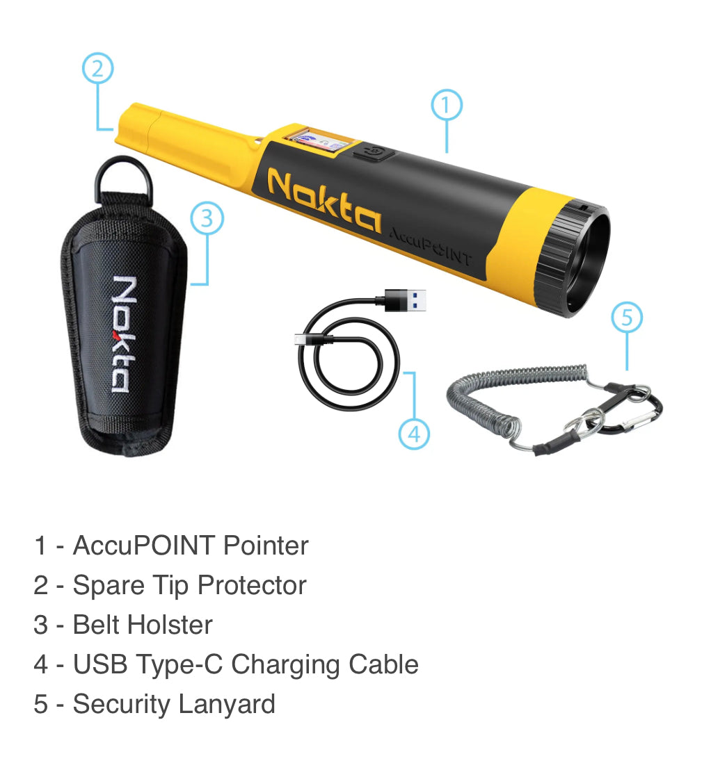Nokta Pointer Waterproof Pinpointer Metal Detector with Holster & Tip  Protectors